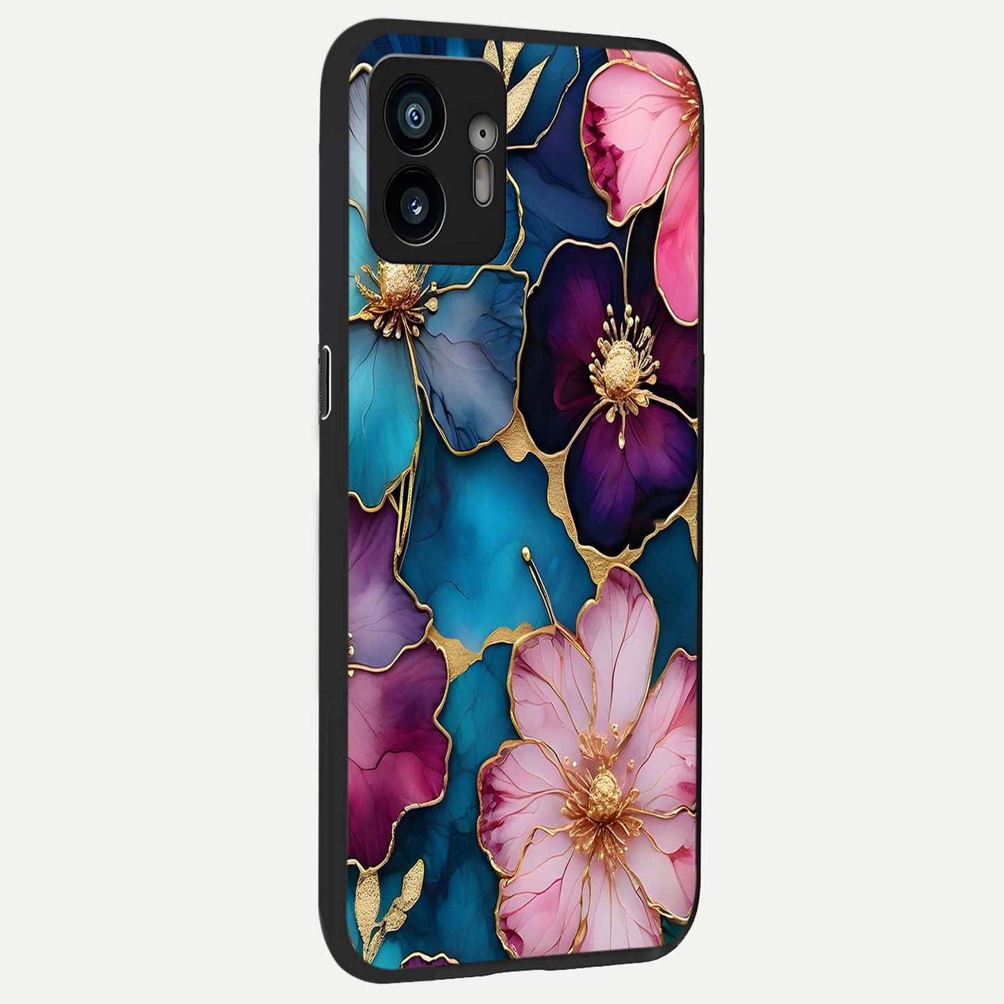 Sparkle Floral back cover For Nothing Phone 2 slim fit glass case with vibrant aesthetic design