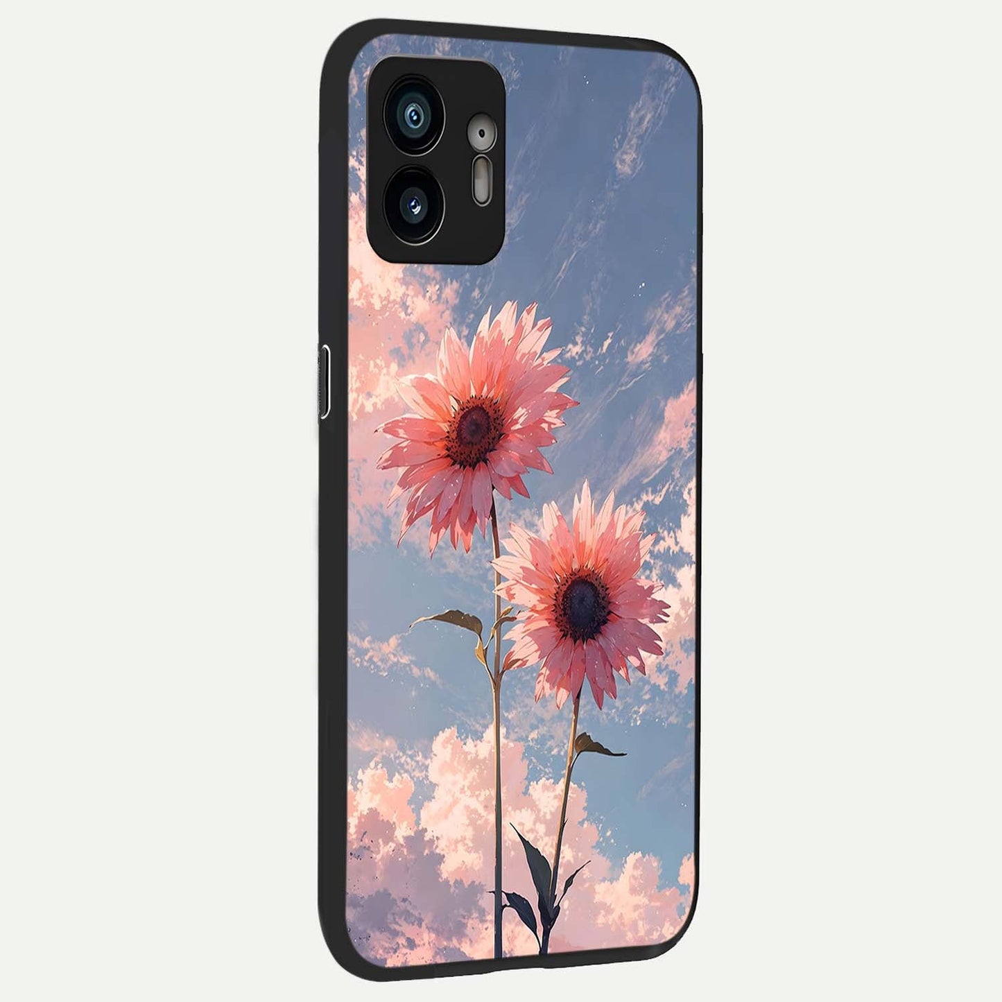 Sunflower Cat Art back cover For Nothing Phone 2 slim fit glass case with vibrant aesthetic design