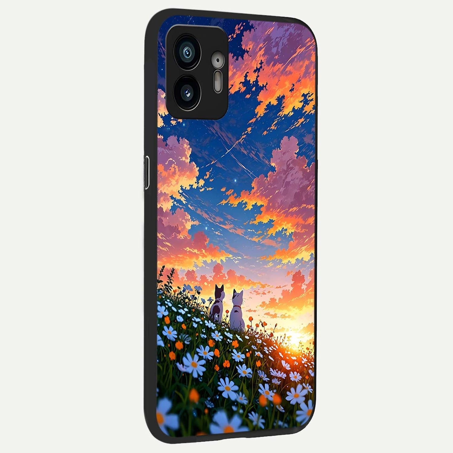 Two Cats Friends back cover For Nothing Phone 2 slim fit glass case with vibrant aesthetic design