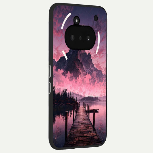 Beautiful Mountain View phone case For Nothing Phone 3A showing premium glass back cover with detailed artwork
