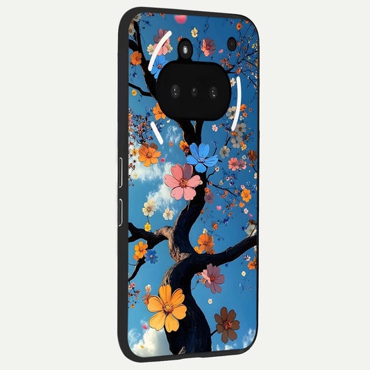 Blossom Dream Sky phone case For Nothing Phone 3A showing premium glass back cover with detailed artwork