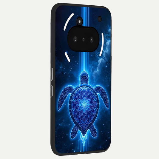 Blue Galaxy Turtle phone case For Nothing Phone 3A showing premium glass back cover with detailed artwork