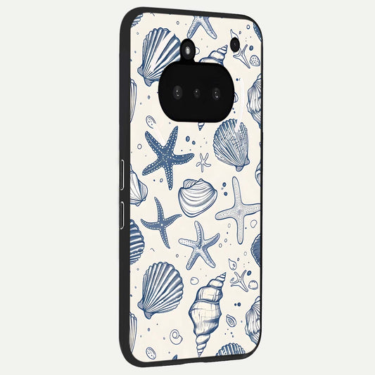 Blue Ocean Outline phone case For Nothing Phone 3A showing premium glass back cover with detailed artwork