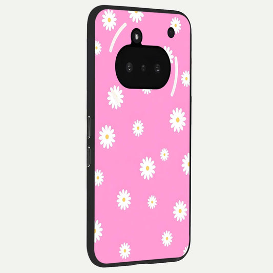 Bubblegum Daisy Pop phone case For Nothing Phone 3A showing premium glass back cover with detailed artwork