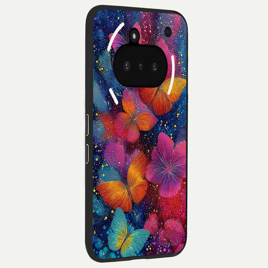 Butterfly Dream Mist phone case For Nothing Phone 3A showing premium glass back cover with detailed artwork