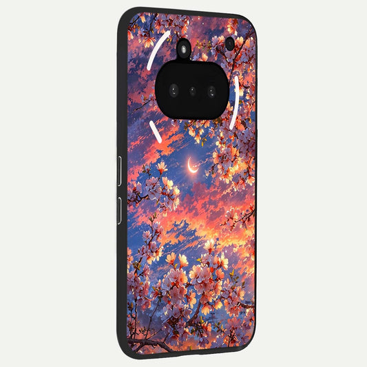 Celestial Sakura Sunset phone case For Nothing Phone 3A showing premium glass back cover with detailed artwork