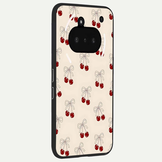 Cute Cherry Pattern phone case For Nothing Phone 3A showing premium glass back cover with detailed artwork