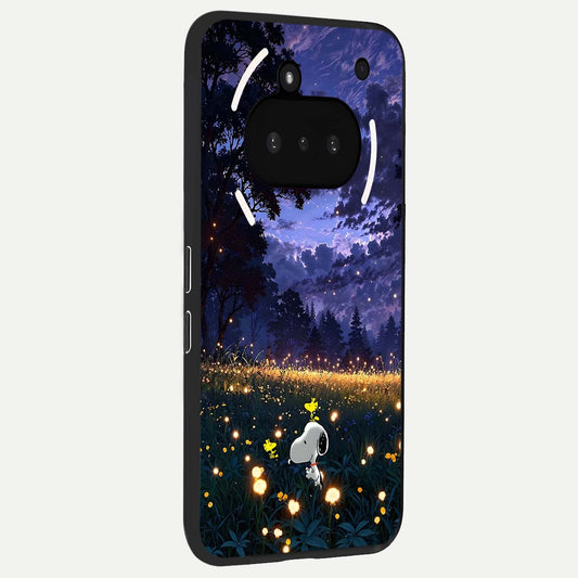 Firefly Meadow Magic phone case For Nothing Phone 3A showing premium glass back cover with detailed artwork