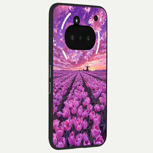 Lavender Dream Skies phone case For Nothing Phone 3A showing premium glass back cover with detailed artwork