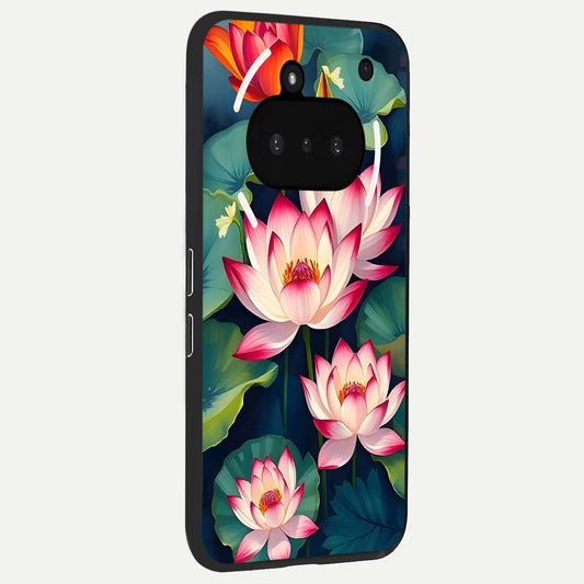 Lotus Dream Serenity phone case For Nothing Phone 3A showing premium glass back cover with detailed artwork