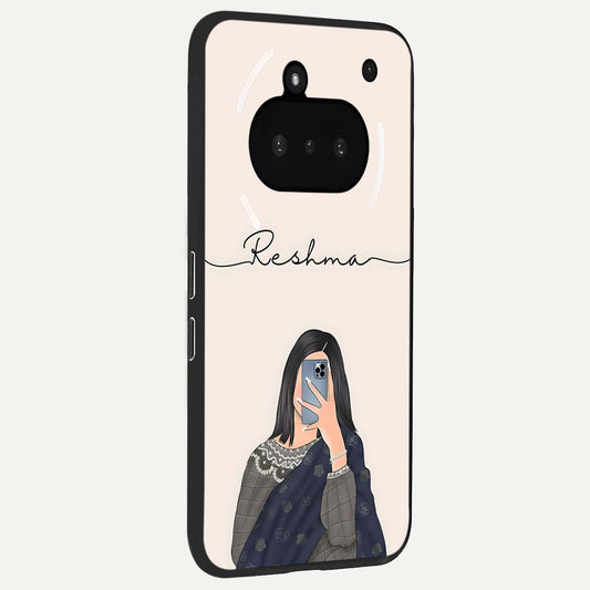 Mirror Mood Muse With Custom Name phone case For Nothing Phone 3A showing premium glass back cover with detailed artwork