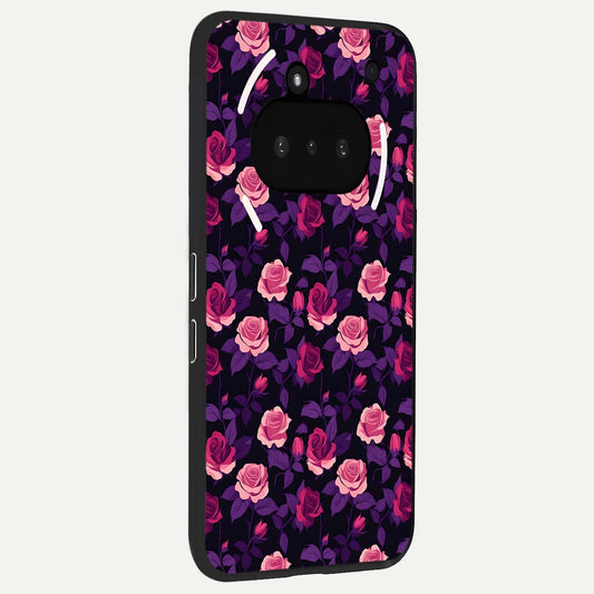 Rose Garden Twilight phone case For Nothing Phone 3A showing premium glass back cover with detailed artwork