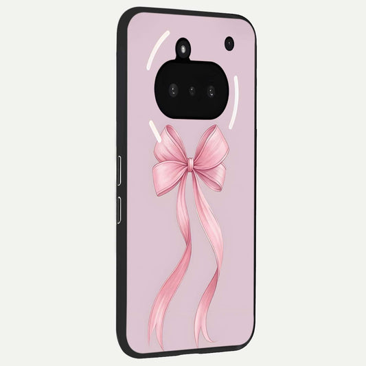Soft Blush Bow phone case For Nothing Phone 3A showing premium glass back cover with detailed artwork