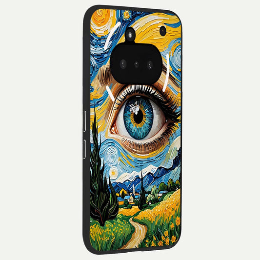 Van Gogh Eye phone case For Nothing Phone 3A showing premium glass back cover with detailed artwork