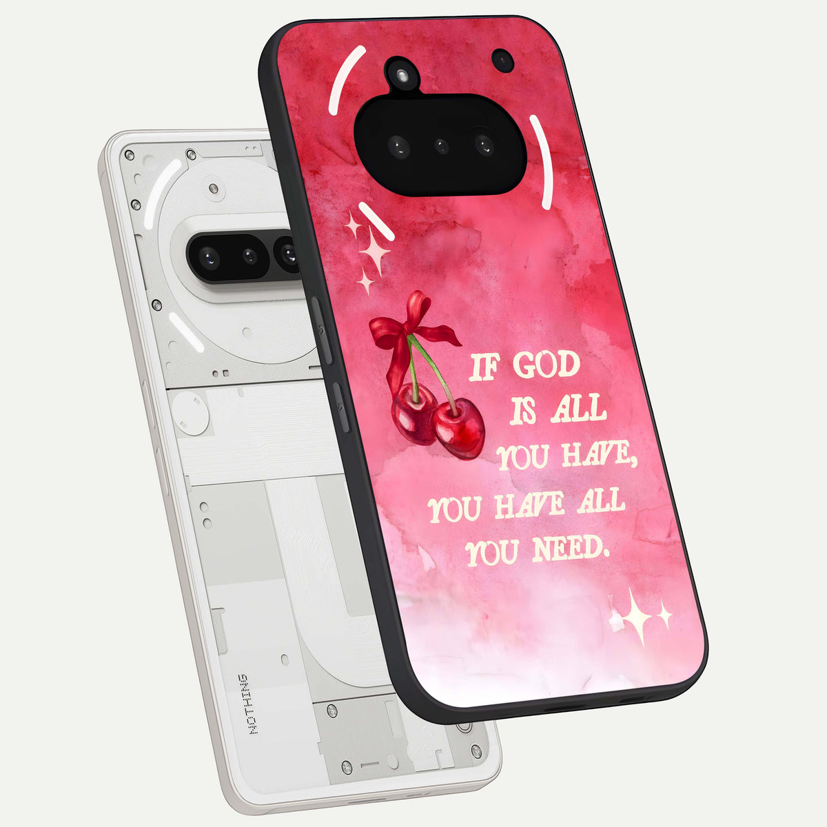 Cherry Quote back cover For Nothing Phone 3A slim fit glass case with vibrant aesthetic design