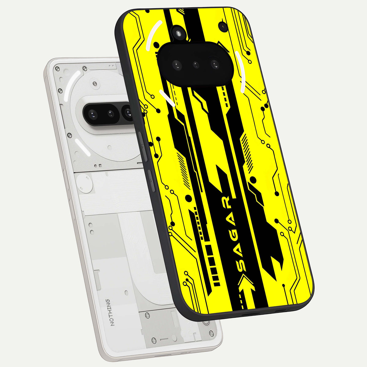 Electric Pulse CYBERPUNK Custom Name back cover For Nothing Phone 3A slim fit glass case with vibrant aesthetic design
