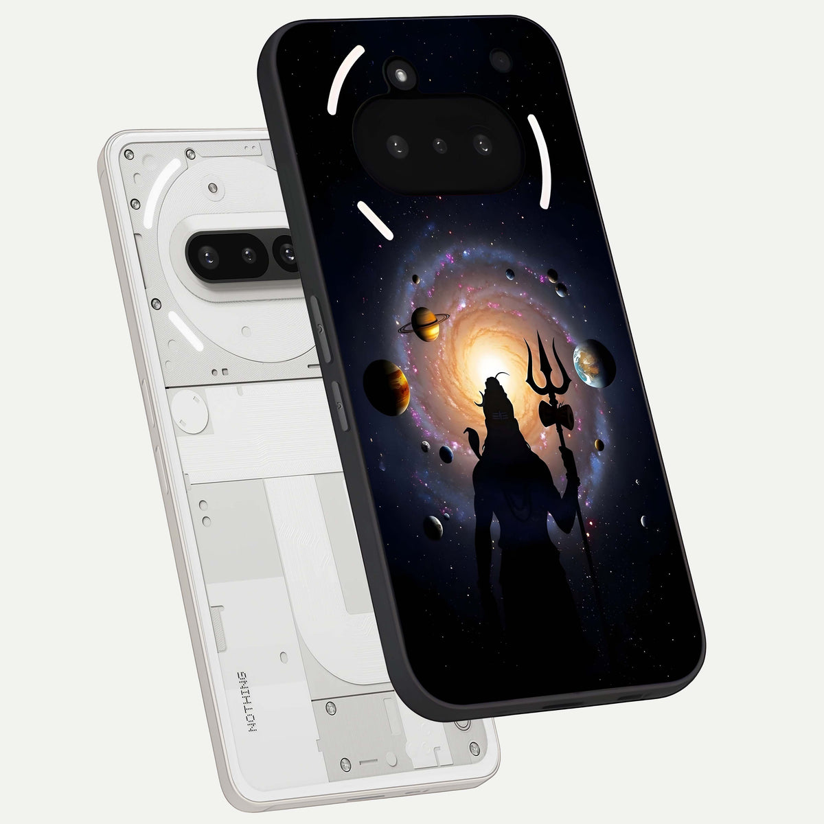 Galactic Shiva Vision back cover For Nothing Phone 3A slim fit glass case with vibrant aesthetic design