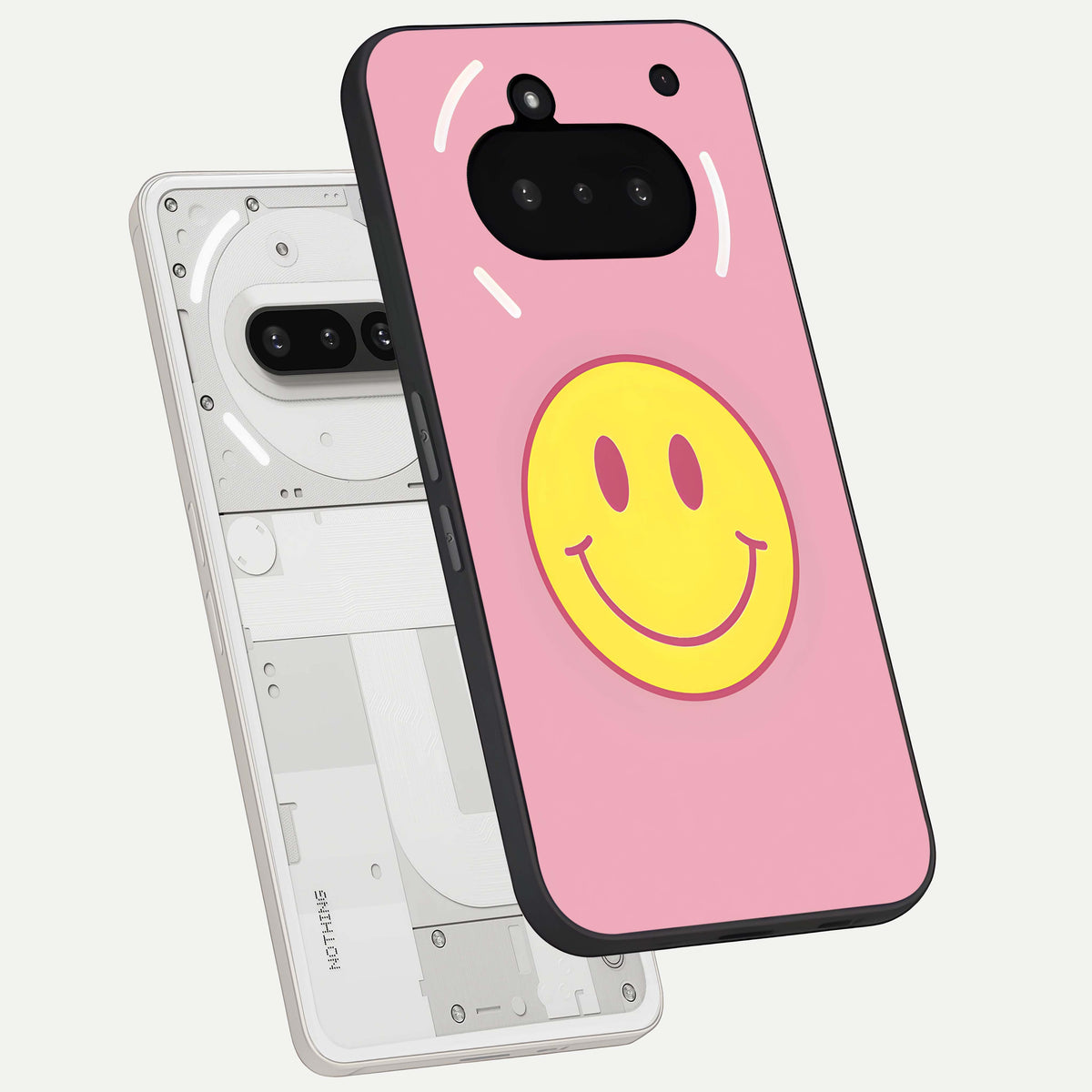 Happy Pink Mood back cover For Nothing Phone 3A slim fit glass case with vibrant aesthetic design