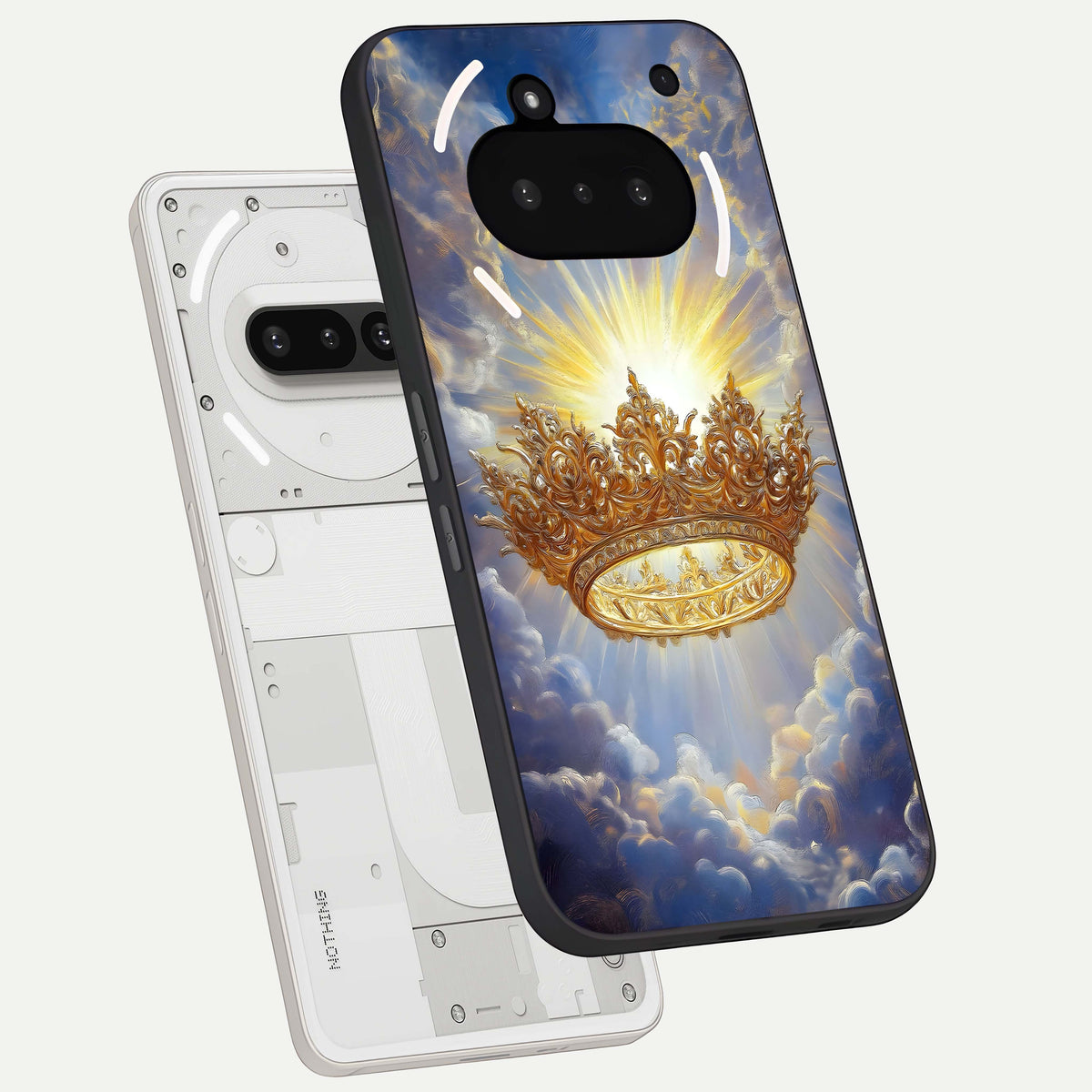 Heavenly Crown Light back cover For Nothing Phone 3A slim fit glass case with vibrant aesthetic design