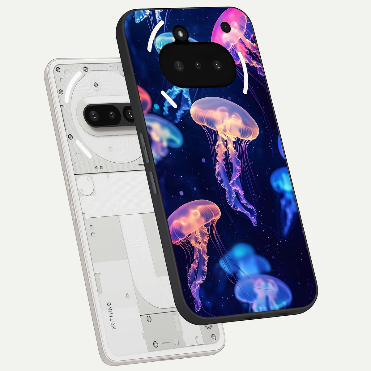 Jellyfish Pattern back cover For Nothing Phone 3A slim fit glass case with vibrant aesthetic design