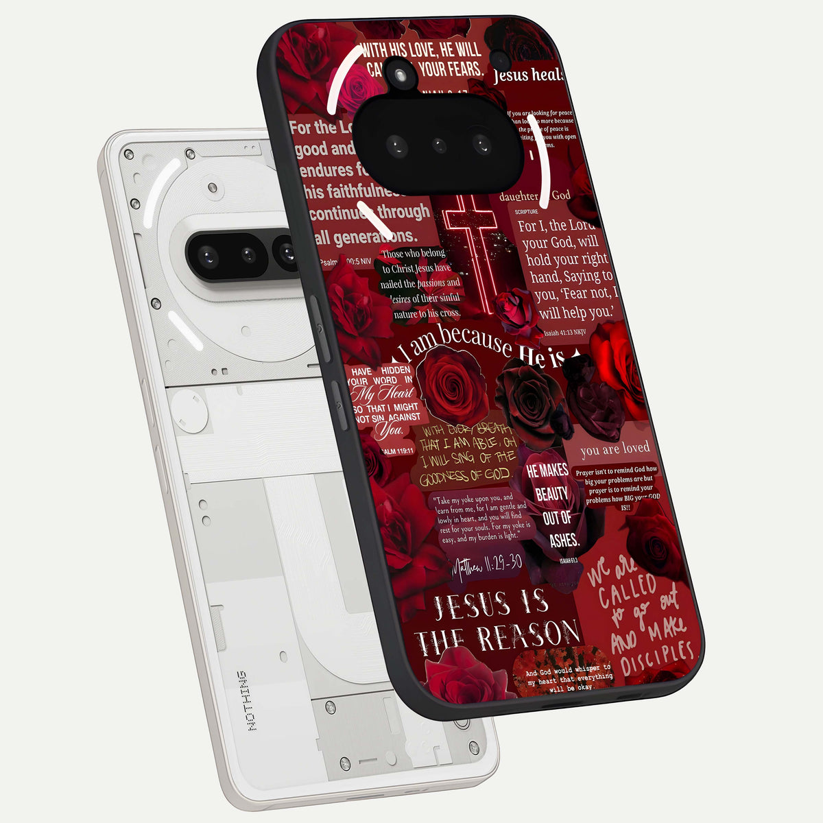 Jesus Love Heals back cover For Nothing Phone 3A slim fit glass case with vibrant aesthetic design