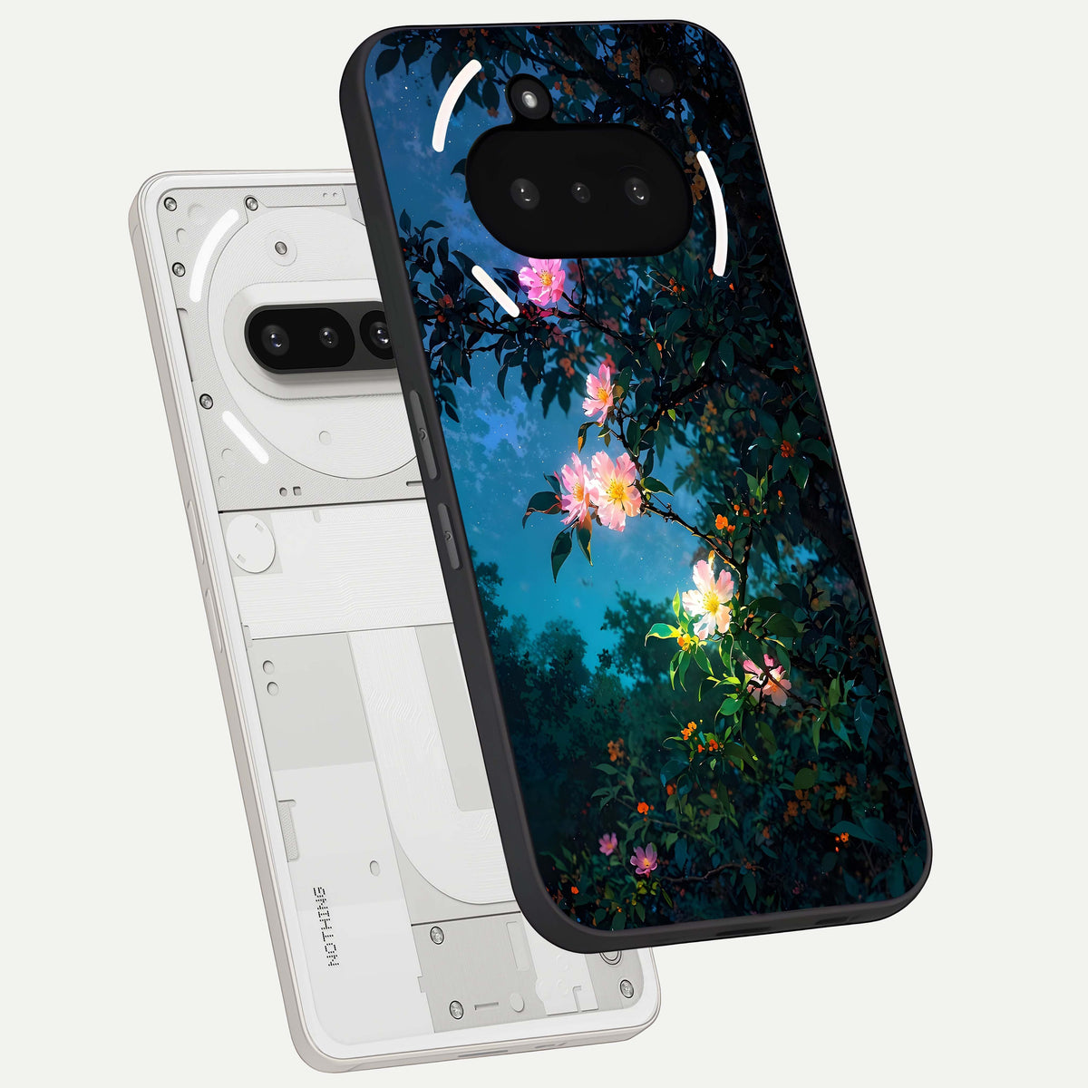 Midnight Bloom Glow back cover For Nothing Phone 3A slim fit glass case with vibrant aesthetic design