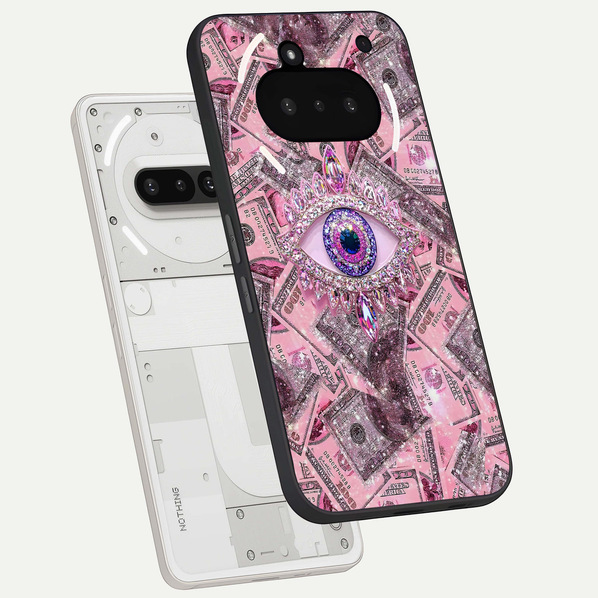 Money Eye Luxe back cover For Nothing Phone 3A slim fit glass case with vibrant aesthetic design