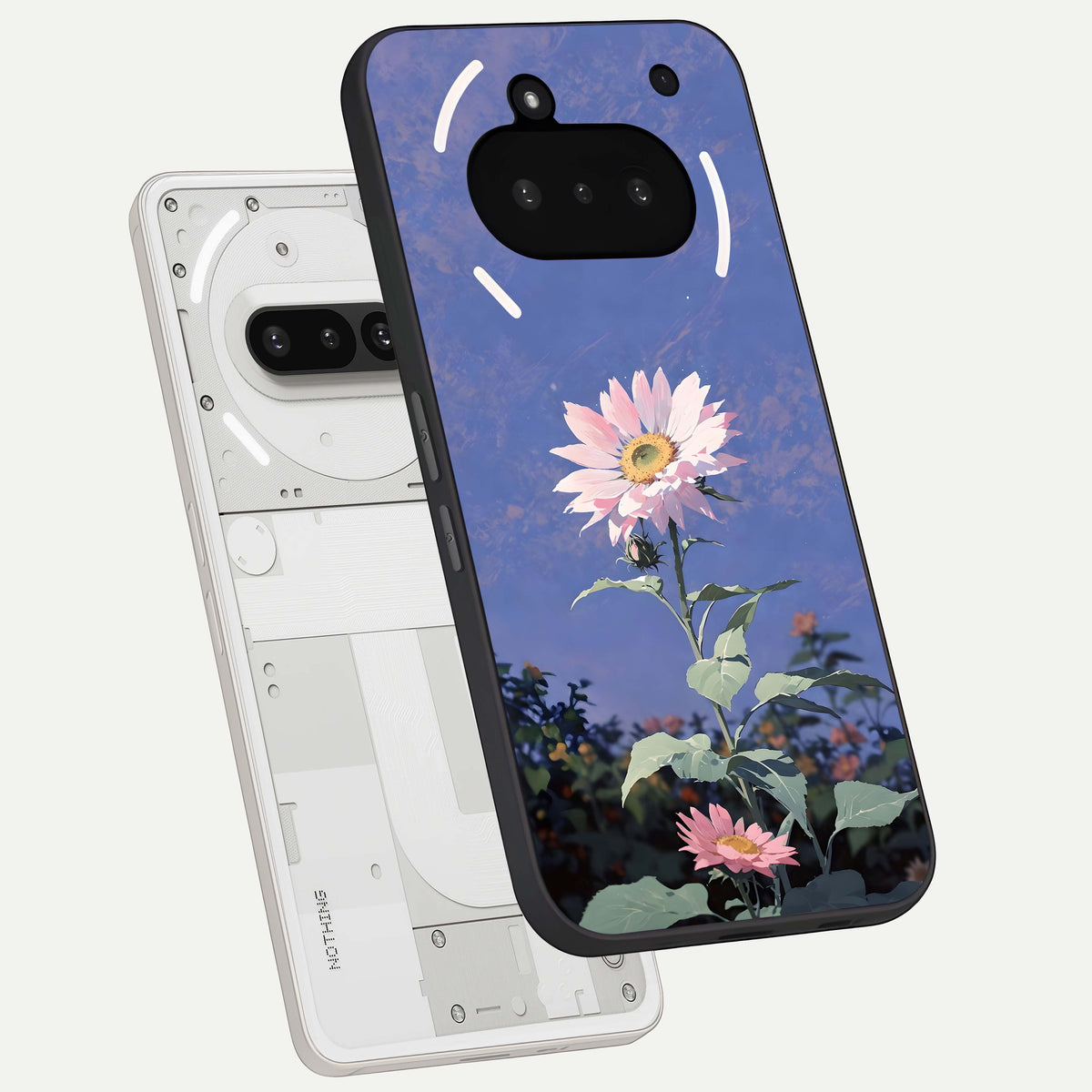 Pink Shells Outline back cover For Nothing Phone 3A slim fit glass case with vibrant aesthetic design