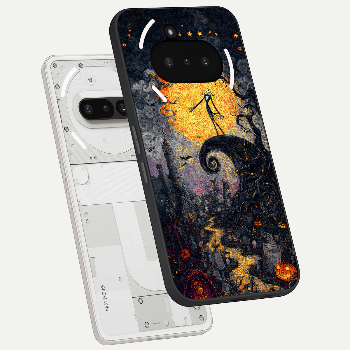 Pumpkin Moon Night back cover For Nothing Phone 3A slim fit glass case with vibrant aesthetic design