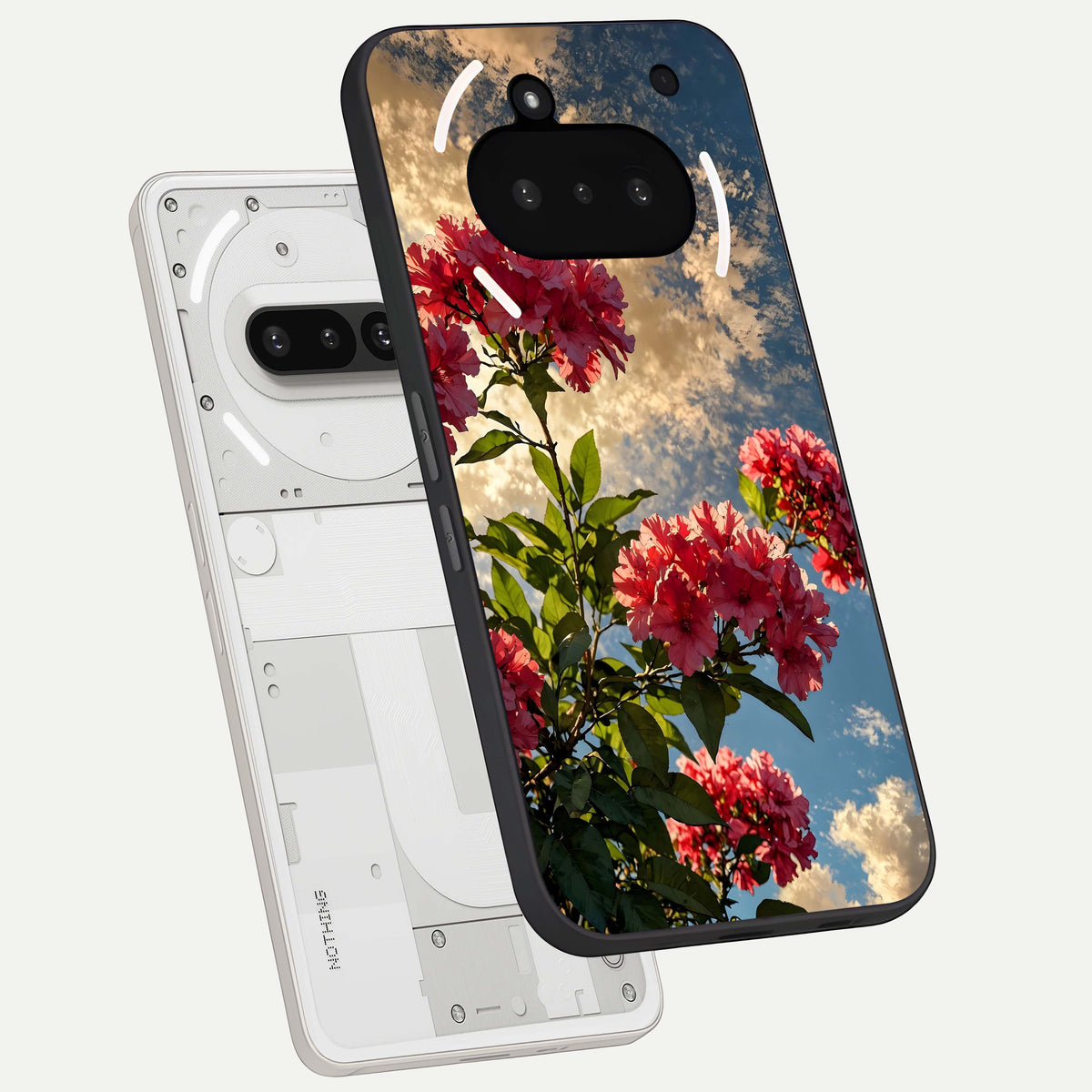 Red Bloom Skies back cover For Nothing Phone 3A slim fit glass case with vibrant aesthetic design