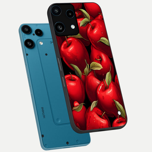 Apple Pattern phone case For Nothing Phone 3A Lite showing premium glass back cover with detailed artwork