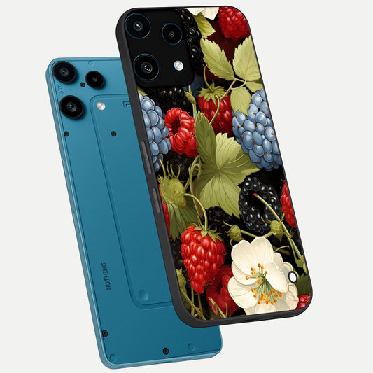 Berry Bloom Charm phone case For Nothing Phone 3A Lite showing premium glass back cover with detailed artwork