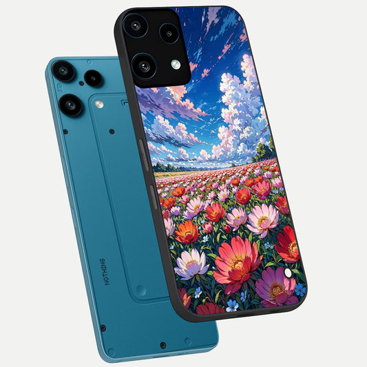 Blossom Sky Field phone case For Nothing Phone 3A Lite showing premium glass back cover with detailed artwork