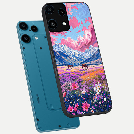 Blossom Valley Dream phone case For Nothing Phone 3A Lite showing premium glass back cover with detailed artwork