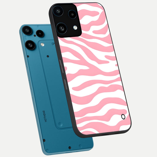 Blush Zebra Flow phone case For Nothing Phone 3A Lite showing premium glass back cover with detailed artwork