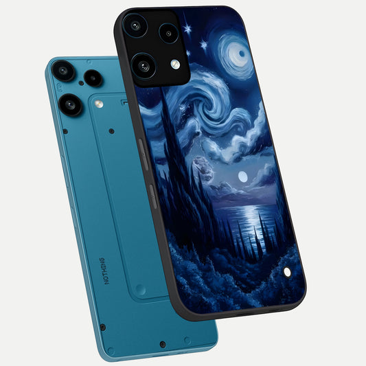 Celestial Dream Van Gogh phone case For Nothing Phone 3A Lite showing premium glass back cover with detailed artwork