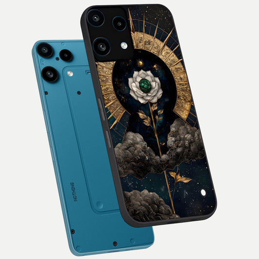 Celestial Lotus Morang phone case For Nothing Phone 3A Lite showing premium glass back cover with detailed artwork