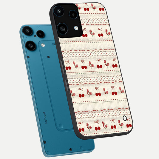 Cherry Bloom Charm phone case For Nothing Phone 3A Lite showing premium glass back cover with detailed artwork