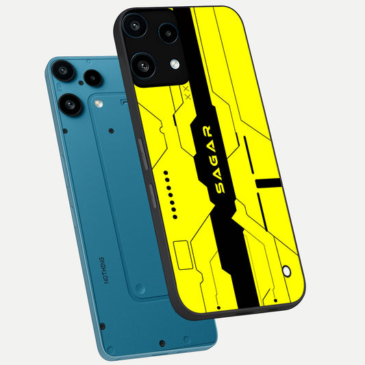Circuit CYBERPUNK Custom Name phone case For Nothing Phone 3A Lite showing premium glass back cover with detailed artwork
