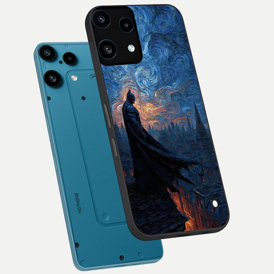 Dark Knight Dusk phone case For Nothing Phone 3A Lite showing premium glass back cover with detailed artwork