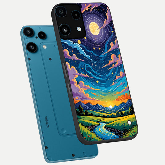 Dreamy Night Landscape phone case For Nothing Phone 3A Lite showing premium glass back cover with detailed artwork