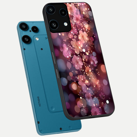 Glowing Petal Bliss phone case For Nothing Phone 3A Lite showing premium glass back cover with detailed artwork