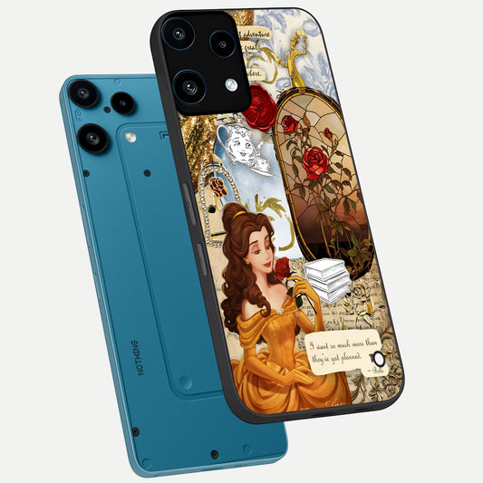 Golden Dream Belle phone case For Nothing Phone 3A Lite showing premium glass back cover with detailed artwork