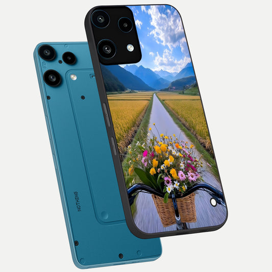 Golden Field Journey phone case For Nothing Phone 3A Lite showing premium glass back cover with detailed artwork
