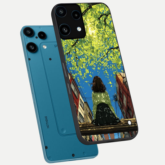 Golden Leaves Glow phone case For Nothing Phone 3A Lite showing premium glass back cover with detailed artwork