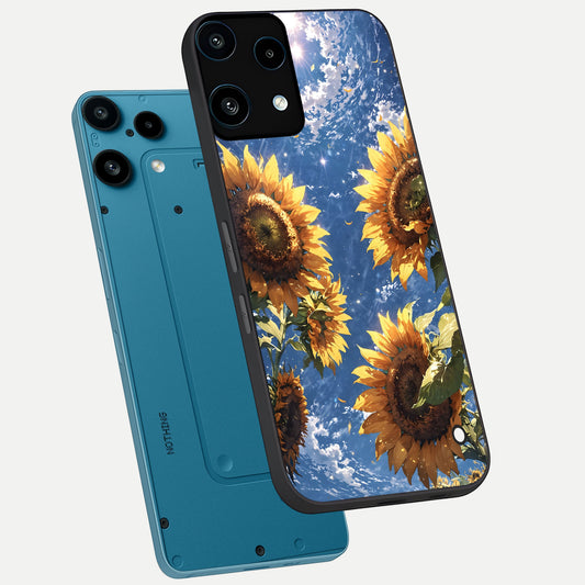 Heavenly Sunflower Rise phone case For Nothing Phone 3A Lite showing premium glass back cover with detailed artwork
