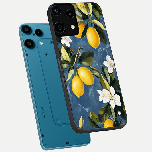 Lemon Dream Garden phone case For Nothing Phone 3A Lite showing premium glass back cover with detailed artwork