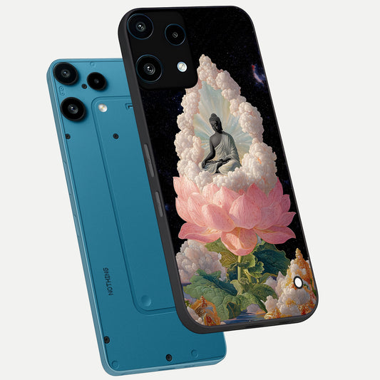 Lotus Divine Peace phone case For Nothing Phone 3A Lite showing premium glass back cover with detailed artwork