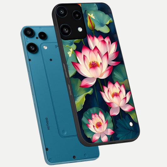 Lotus Dream Serenity phone case For Nothing Phone 3A Lite showing premium glass back cover with detailed artwork