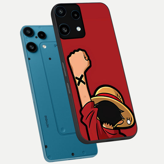 Luffy X Spirit phone case For Nothing Phone 3A Lite showing premium glass back cover with detailed artwork
